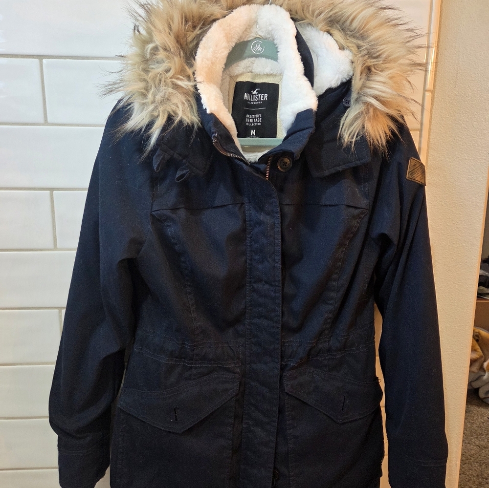 Hollister Coat Parka Faux Fur M - Picture 2 of 4